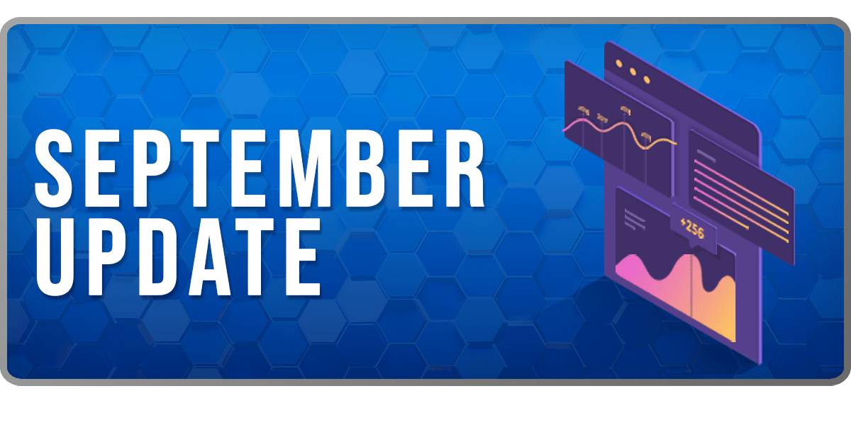 The Market Data September Update banner: an isometric illustration of an isometric screen carrying a rising line chart and data panels, beside the words SEPTEMBER UPDATE