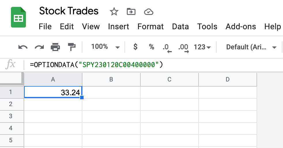 How To Get Options Prices In Google Sheets Market Data